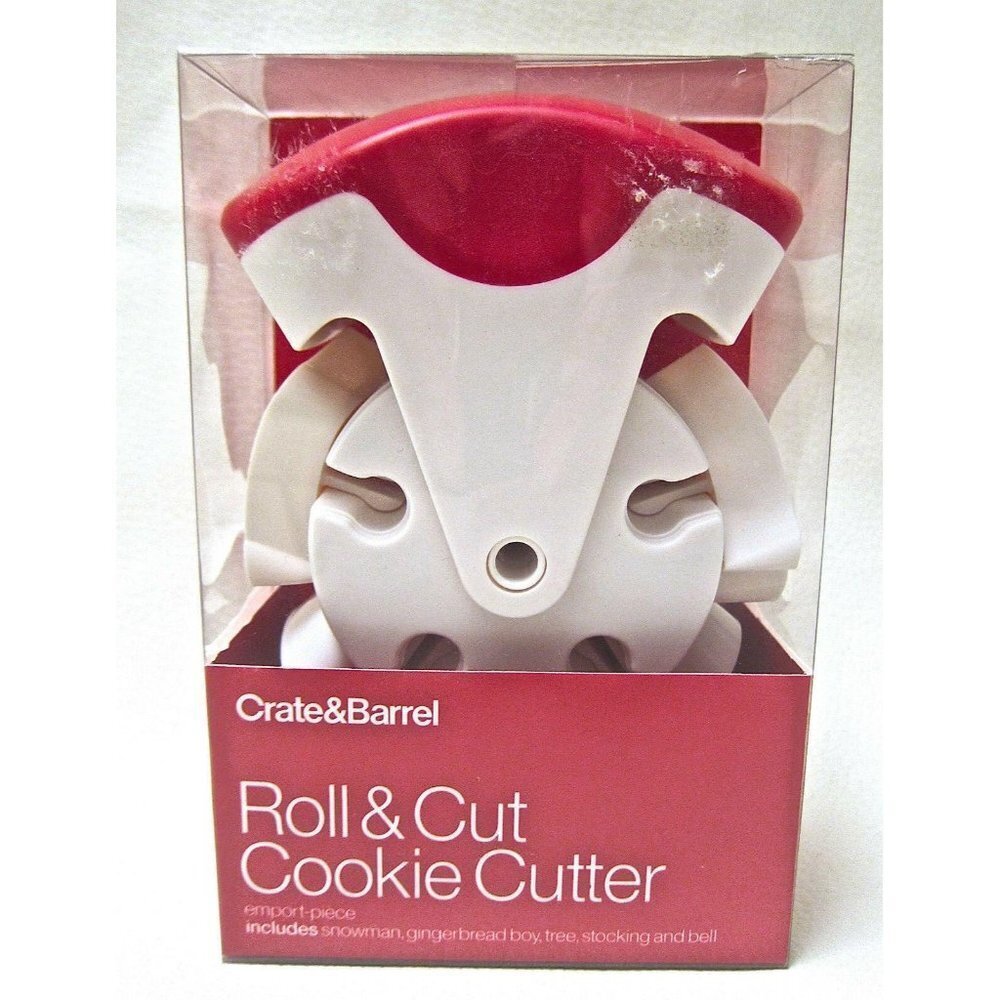 Crate Barrel Cookie Cutter‎ Holiday Christmas Roll & Cut Snowman Tree Stocking